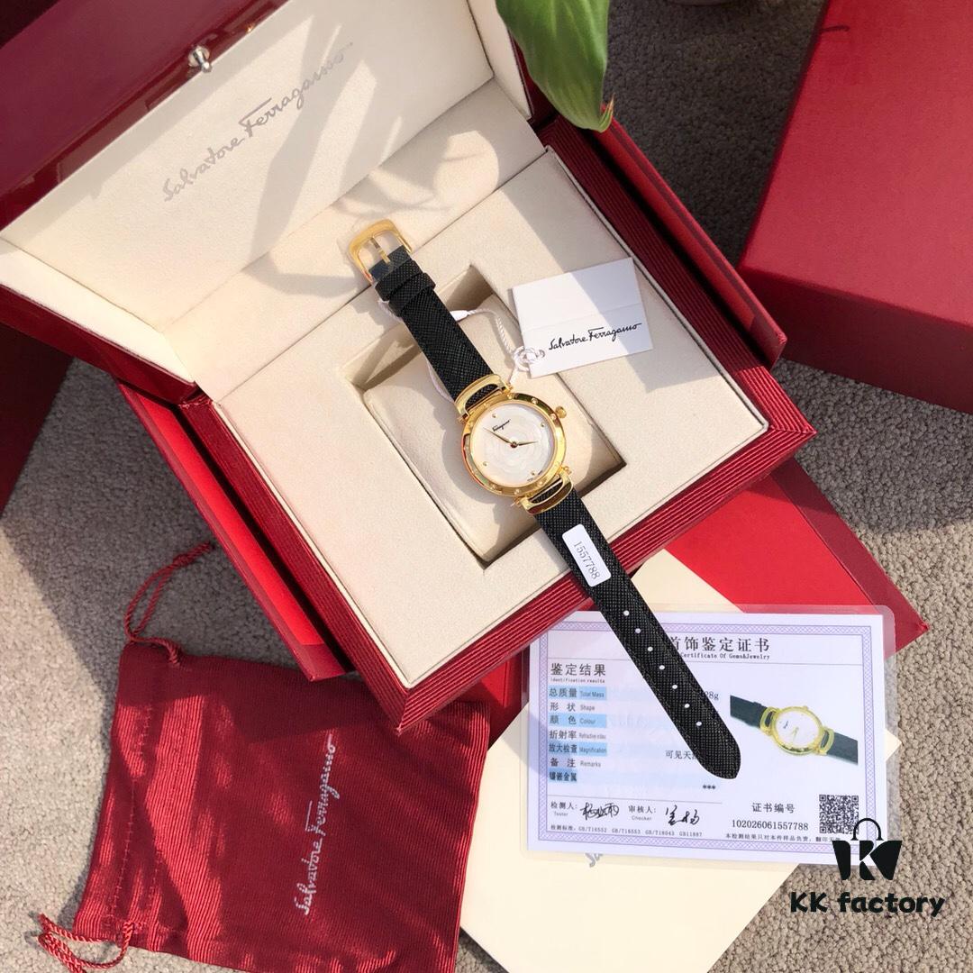 Exclusive New Arrival Ferragamo STYLE Series Diamond-Paved Ladies' Quartz Watch with 12 Genuine 1.0vs Diamonds