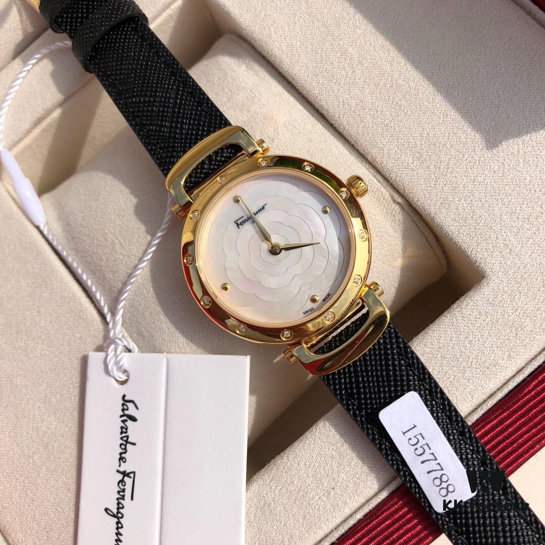 Exclusive New Arrival Ferragamo STYLE Series Diamond-Paved Ladies' Quartz Watch with 12 Genuine 1.0vs Diamonds