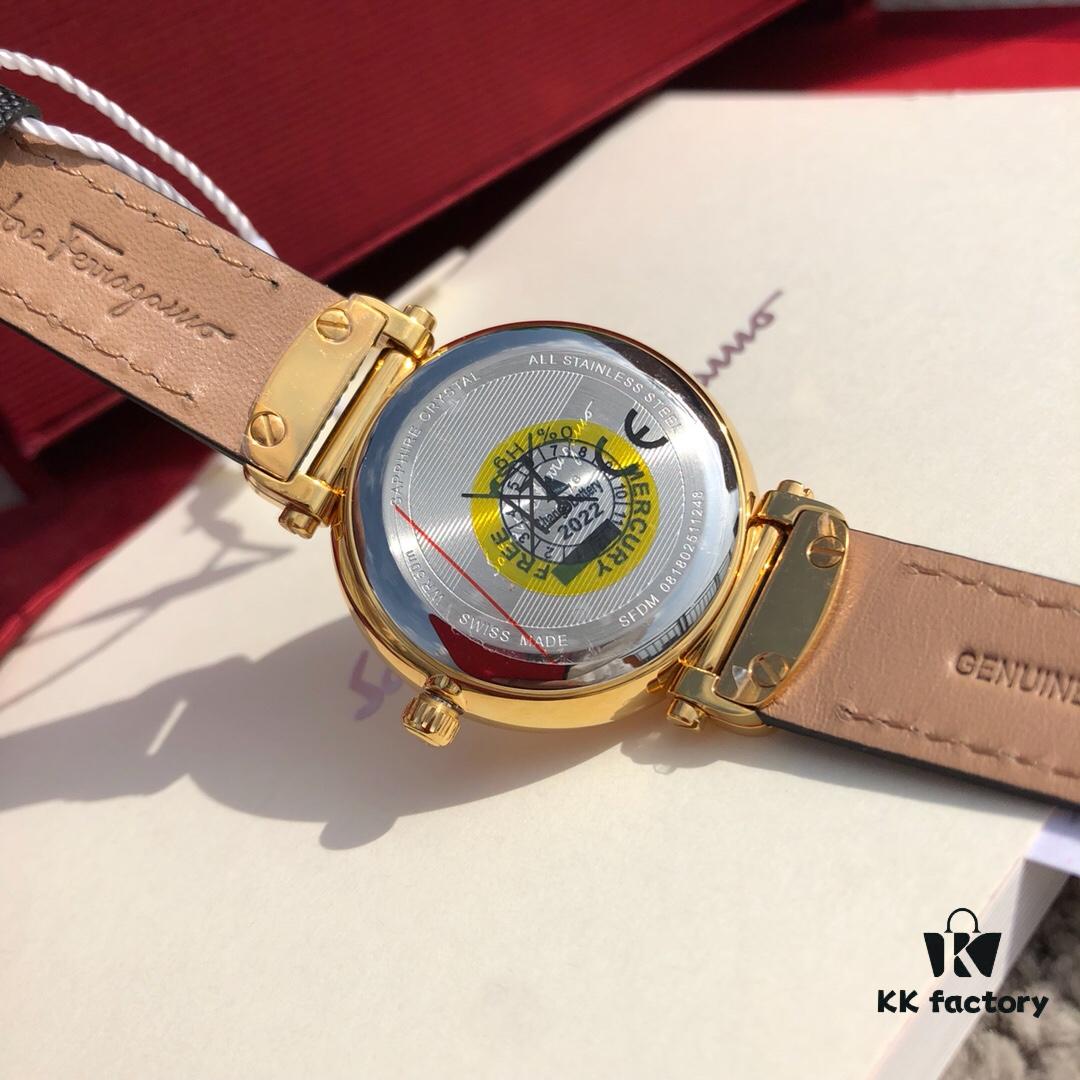 Exclusive New Arrival Ferragamo STYLE Series Diamond-Paved Ladies' Quartz Watch with 12 Genuine 1.0vs Diamonds