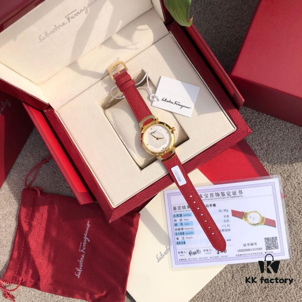 Exclusive New Arrival, Ferragamo STYLE Series Diamond-Paved Ladies' Quartz Watch with Genuine Diamonds