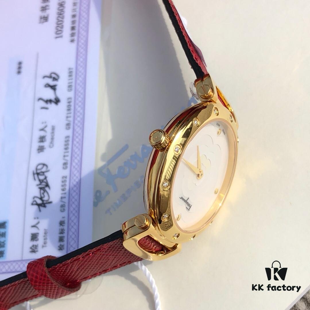 Exclusive New Arrival, Ferragamo STYLE Series Diamond-Paved Ladies' Quartz Watch with Genuine Diamonds