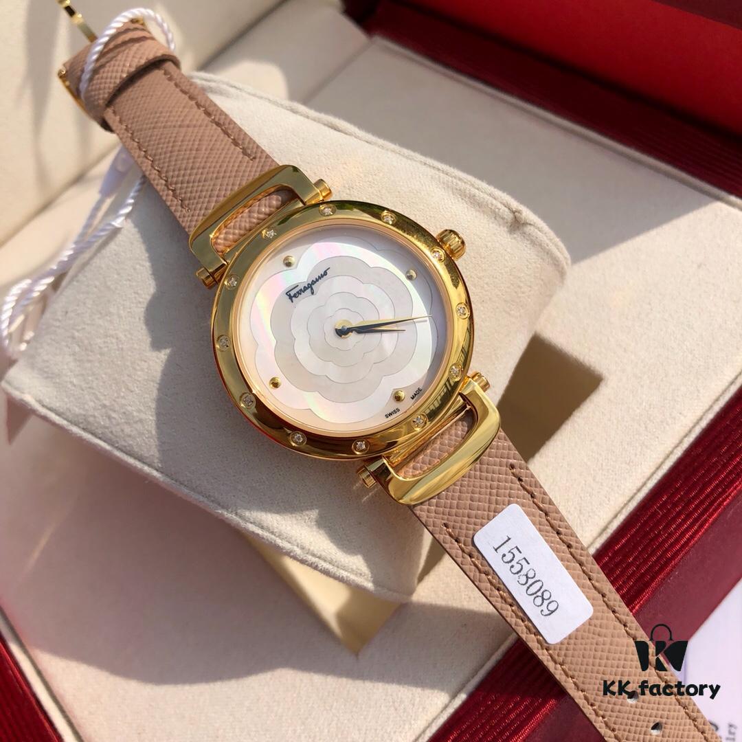 Exclusive New Arrival Ferragamo STYLE Series Diamond-Paved Ladies' Quartz Watch, 12 Genuine 1.0 vs-Grade Diamonds