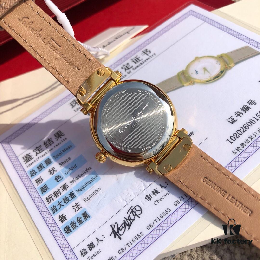 Exclusive New Arrival Ferragamo STYLE Series Diamond-Paved Ladies' Quartz Watch, 12 Genuine 1.0 vs-Grade Diamonds