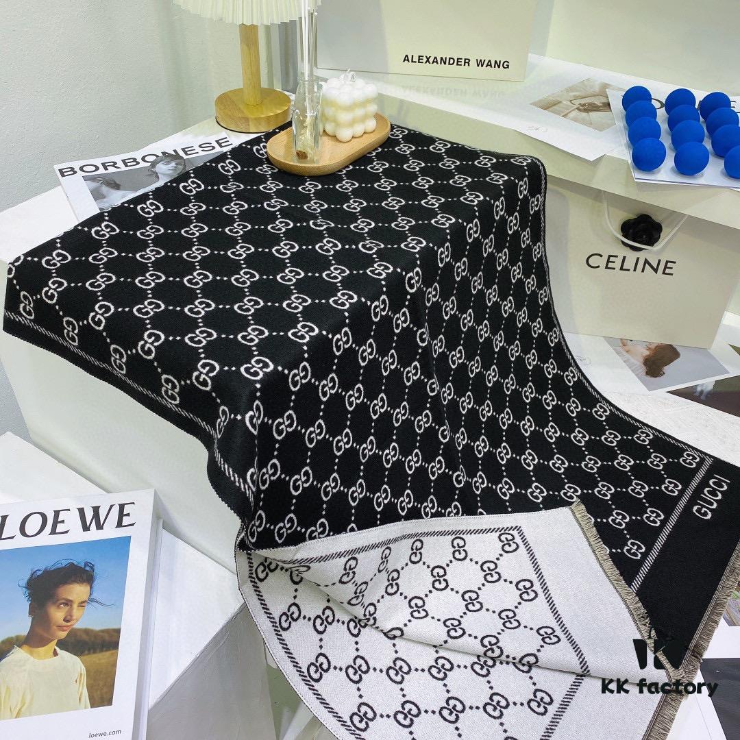 GUCCI (Gucci) 2021 Latest Masterpiece: Exquisite Double G Pattern Cashmere Scarf