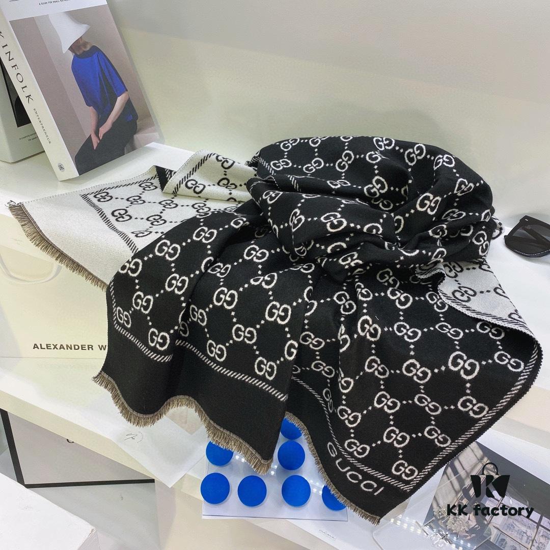 GUCCI (Gucci) 2021 Latest Masterpiece: Exquisite Double G Pattern Cashmere Scarf