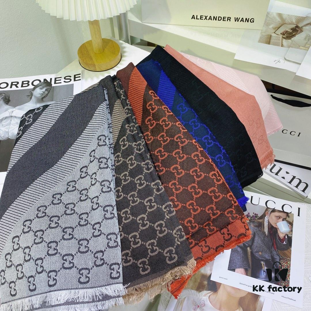 GUCCI 2022 Fall/Winter Wool Scarf Highly Recommended Luxury Double-Sided Square Shawl 140×140 with Iconic GG Logo Pattern