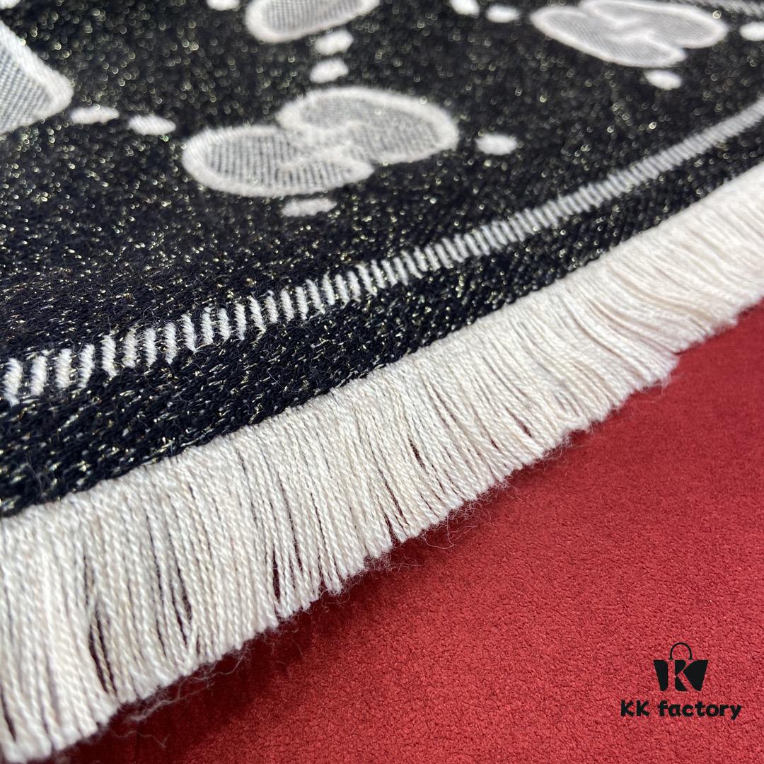 Gucci Unisex Wool Jacquard Scarf with Metallic Thread, Three Colors Available