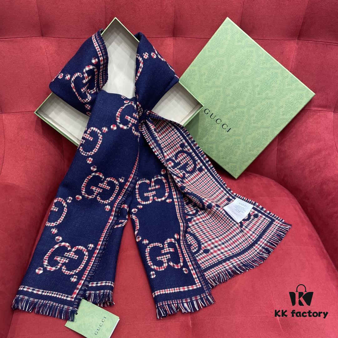 GUCCI 2021 Latest Scarf - Double-Sided Jacquard, Two-Tone Plaid Design, Must-Have Winter Accessory