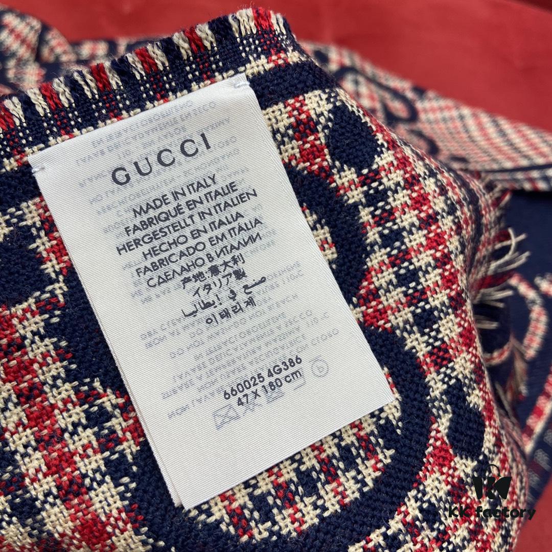 GUCCI 2021 Latest Scarf - Double-Sided Jacquard, Two-Tone Plaid Design, Must-Have Winter Accessory
