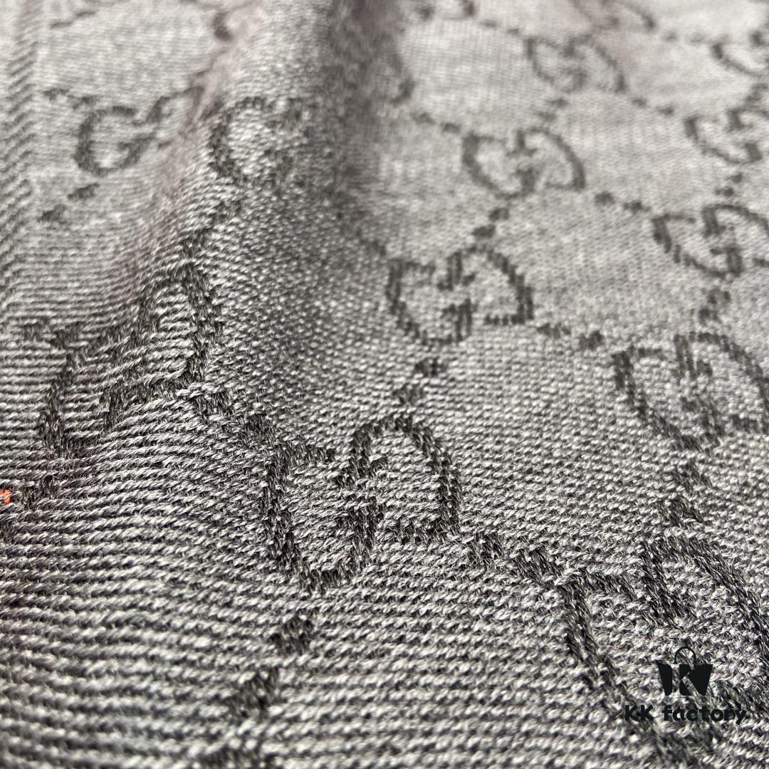Classic Upgrade - Black Gray | GUCCI This is the Original Divine Aesthetic Design, So Elegant and Generous, Exceptionally Valuable, Double-Sided 3D Jacquard Technique, Wearable on Both Sides, 100% Wool, Extremely Soft, Non-Irritating to Skin, 48cm*180cm