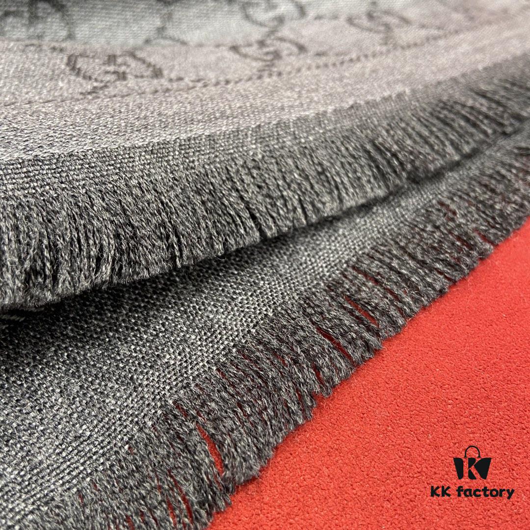 Classic Upgrade - Black Gray | GUCCI This is the Original Divine Aesthetic Design, So Elegant and Generous, Exceptionally Valuable, Double-Sided 3D Jacquard Technique, Wearable on Both Sides, 100% Wool, Extremely Soft, Non-Irritating to Skin, 48cm*180cm