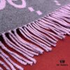 Gray Pink GUCCI Double-Sided Large Tassel Scarf – 100% Cashmere, Extremely Soft and Skin-Friendly, Luxurious and Elegant Unisex Scarf, 45*200CM