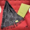 Charcoal Gray GUCI Double-Sided Large Tassel Scarf – 100% Cashmere, Exceptionally Soft and Skin-Friendly, Luxurious and Elegant Unisex Design, 45*200cm