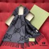 Charcoal Gray GUCI Double-Sided Large Tassel Scarf – 100% Cashmere, Exceptionally Soft and Skin-Friendly, Luxurious and Elegant Unisex Design, 45*200cm