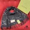 Charcoal Gray GUCI Double-Sided Large Tassel Scarf – 100% Cashmere, Exceptionally Soft and Skin-Friendly, Luxurious and Elegant Unisex Design, 45*200cm