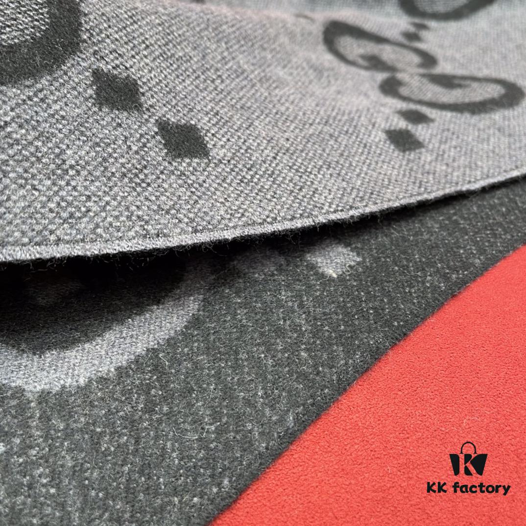 Charcoal Gray GUCI Double-Sided Large Tassel Scarf – 100% Cashmere, Exceptionally Soft and Skin-Friendly, Luxurious and Elegant Unisex Design, 45*200cm