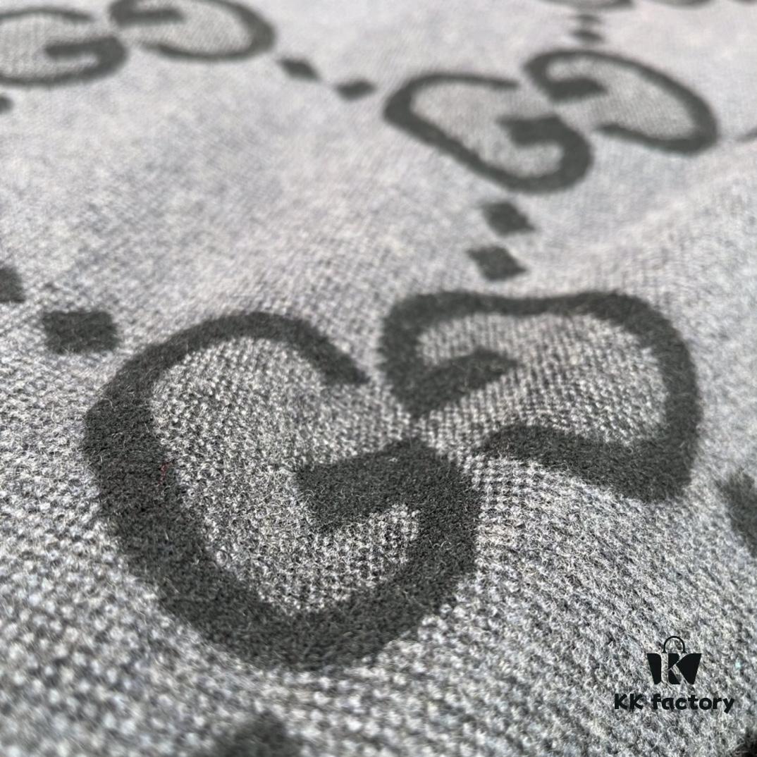 Charcoal Gray GUCI Double-Sided Large Tassel Scarf – 100% Cashmere, Exceptionally Soft and Skin-Friendly, Luxurious and Elegant Unisex Design, 45*200cm