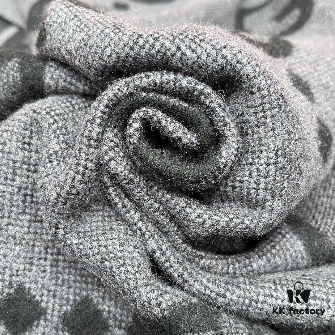 Charcoal Gray GUCI Double-Sided Large Tassel Scarf – 100% Cashmere, Exceptionally Soft and Skin-Friendly, Luxurious and Elegant Unisex Design, 45*200cm