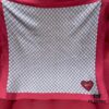 Gucci Red Silk Scarf with Shiny Heart and Classic Monogram, Elegant and Versatile, 100% Silk, 90*90cm