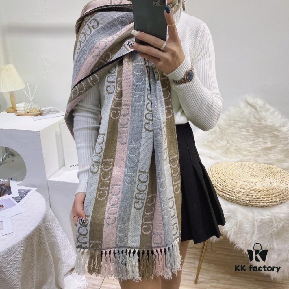 Gucci GG Jacquard Double-Sided Shawl - Limited Edition, 100% Wool, Classic and Timeless Design