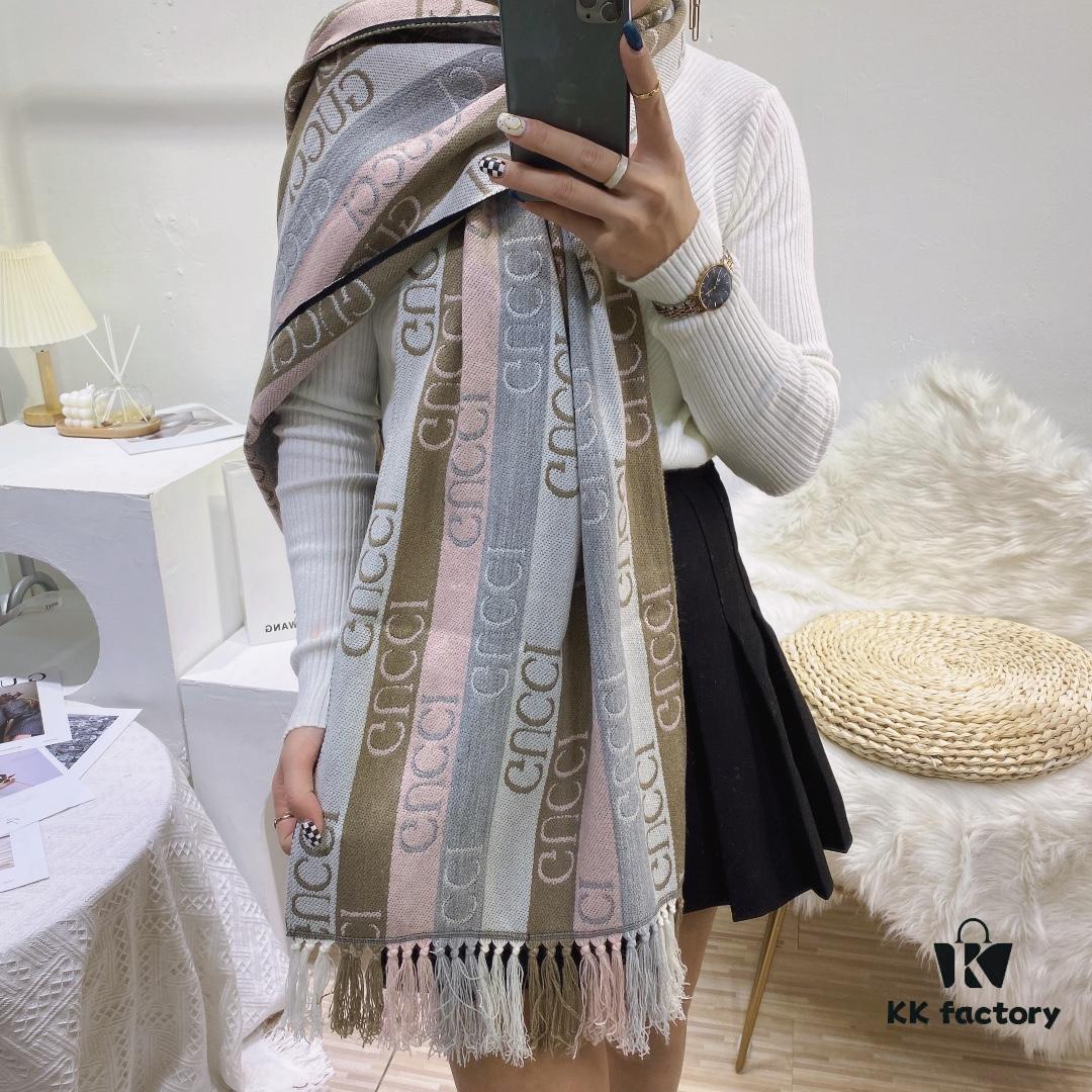 Gucci GG Jacquard Double-Sided Shawl - Limited Edition, 100% Wool, Classic and Timeless Design