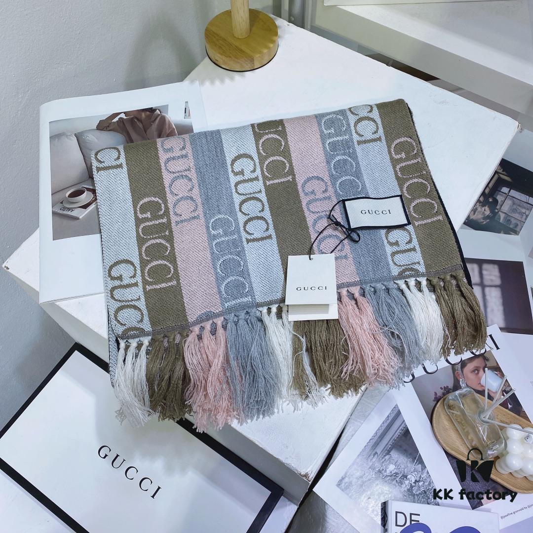 Gucci GG Jacquard Double-Sided Shawl - Limited Edition, 100% Wool, Classic and Timeless Design