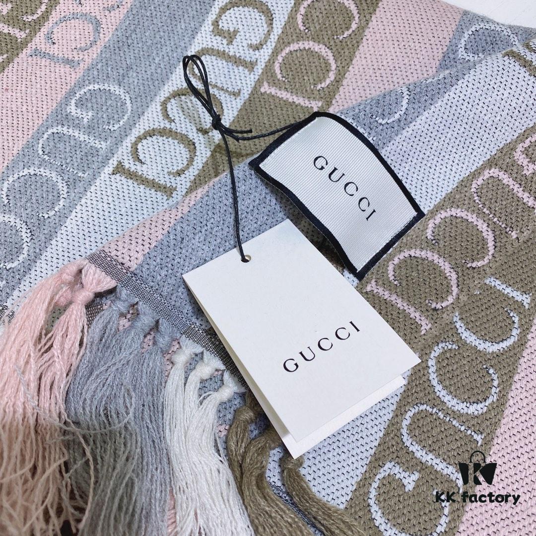Gucci GG Jacquard Double-Sided Shawl - Limited Edition, 100% Wool, Classic and Timeless Design