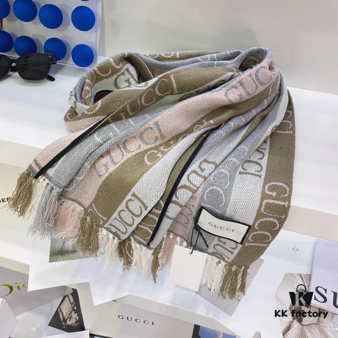 Gucci GG Jacquard Double-Sided Shawl - Limited Edition, 100% Wool, Classic and Timeless Design