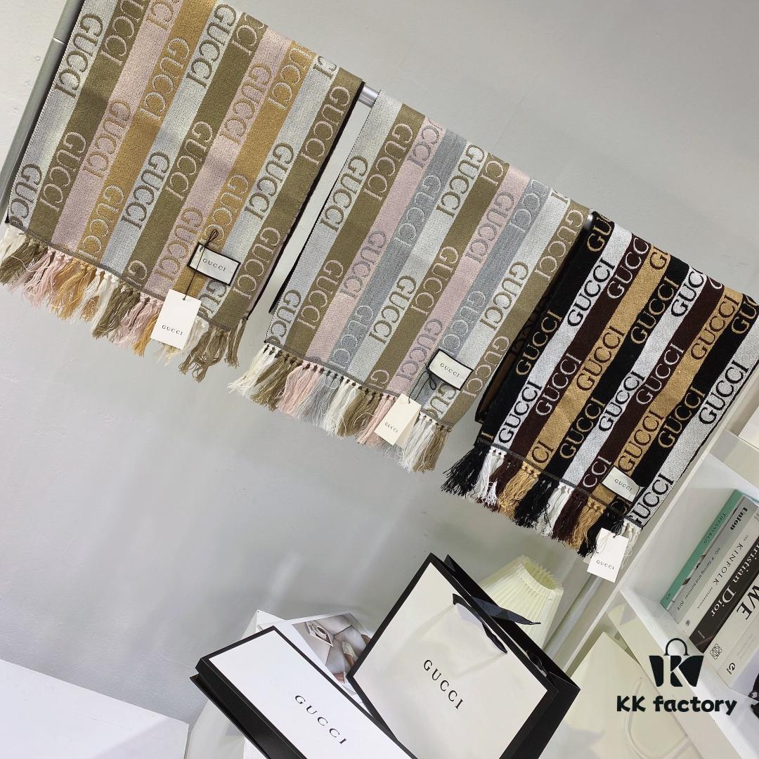 Gucci GG Jacquard Double-Sided Shawl - Limited Edition, 100% Wool, Classic and Timeless Design