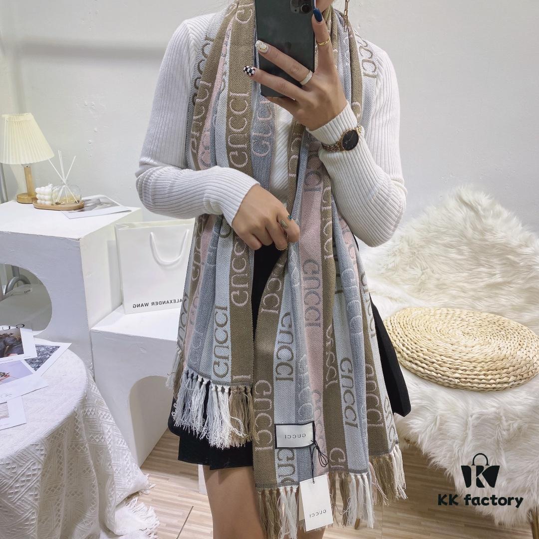 Gucci GG Jacquard Double-Sided Shawl - Limited Edition, 100% Wool, Classic and Timeless Design