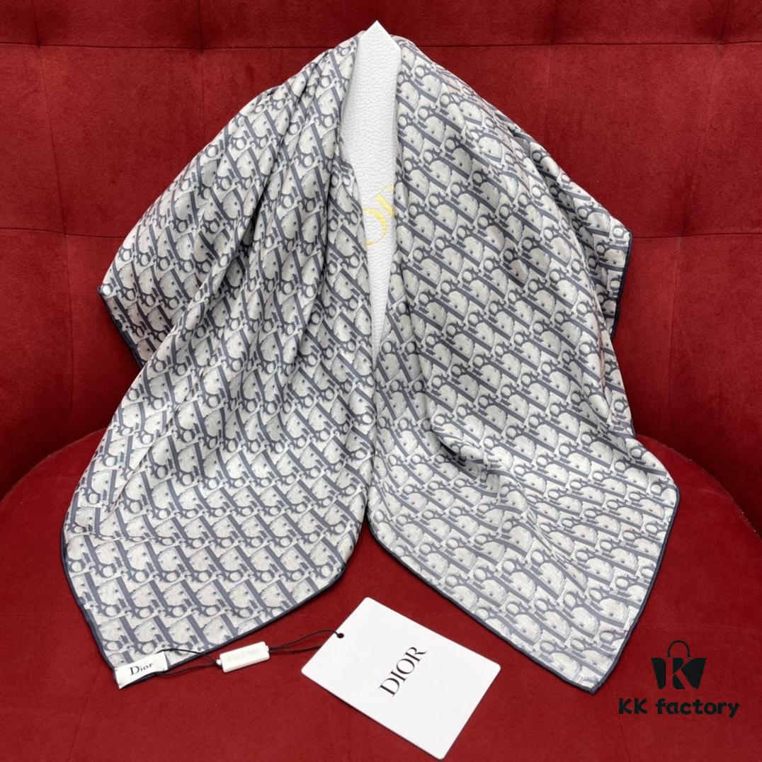 Dior Vintage Classic Floral Square Scarf, Pure Hand-Rolled Silk, 90*90CM