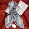 Dior Denim Blue Checkered Shawl - 140*140cm Multifunctional Scarf Made of Wool, Silk, and Cashmere Blend