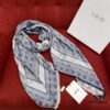 Dior Denim Blue Checkered Shawl - 140*140cm Multifunctional Scarf Made of Wool, Silk, and Cashmere Blend