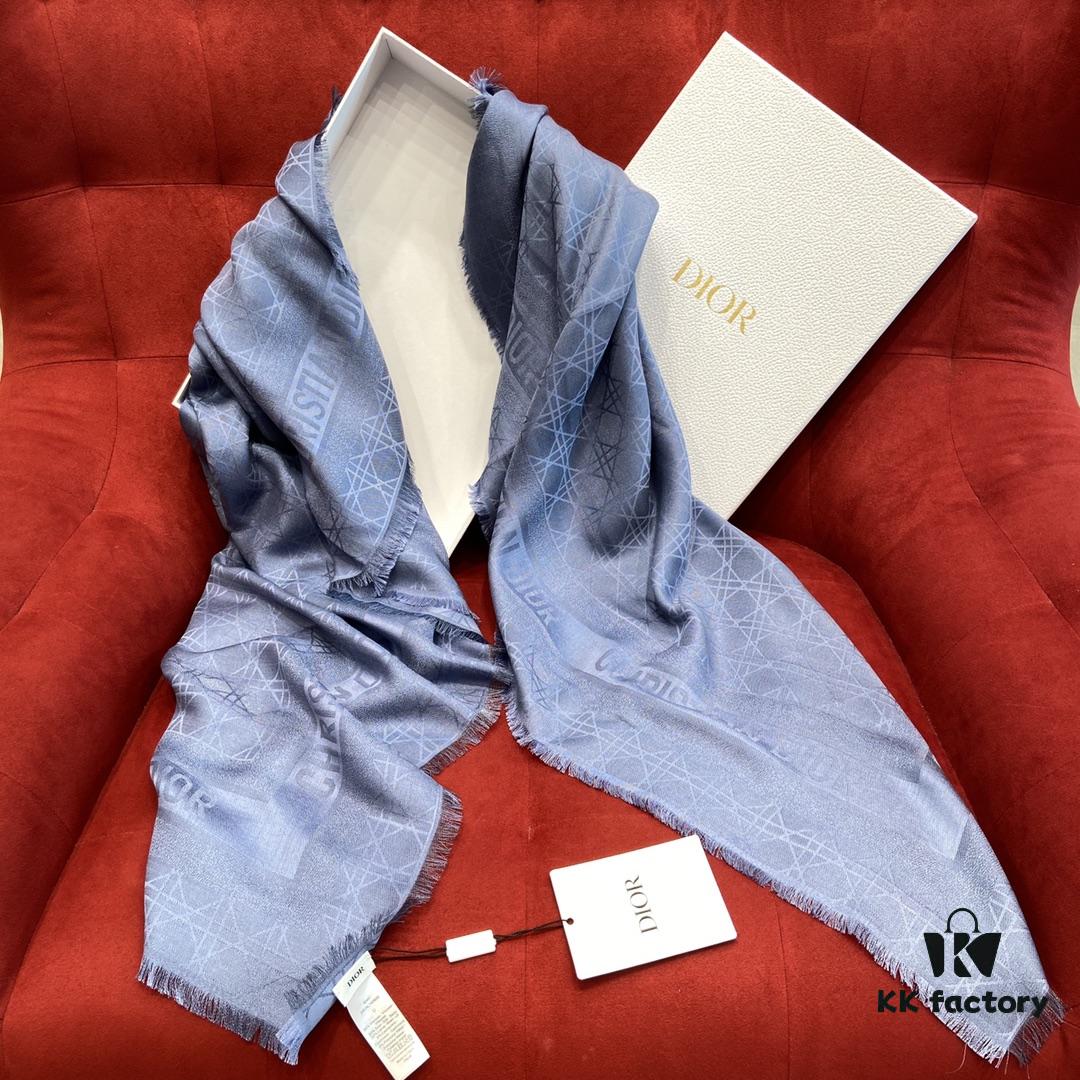 Blue Herringbone Dior Herringbone Trim Gold Thread Shawl