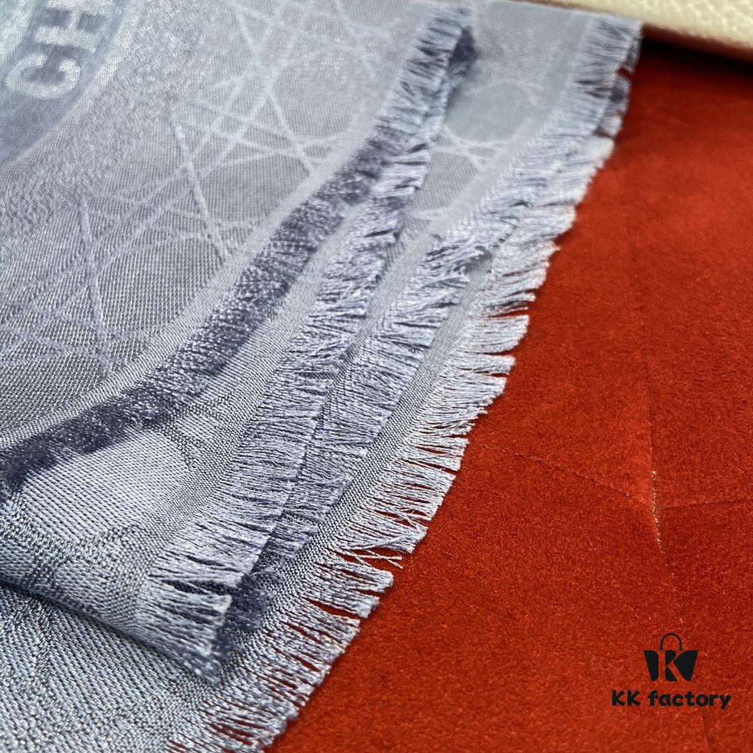 Blue Herringbone Dior Herringbone Trim Gold Thread Shawl