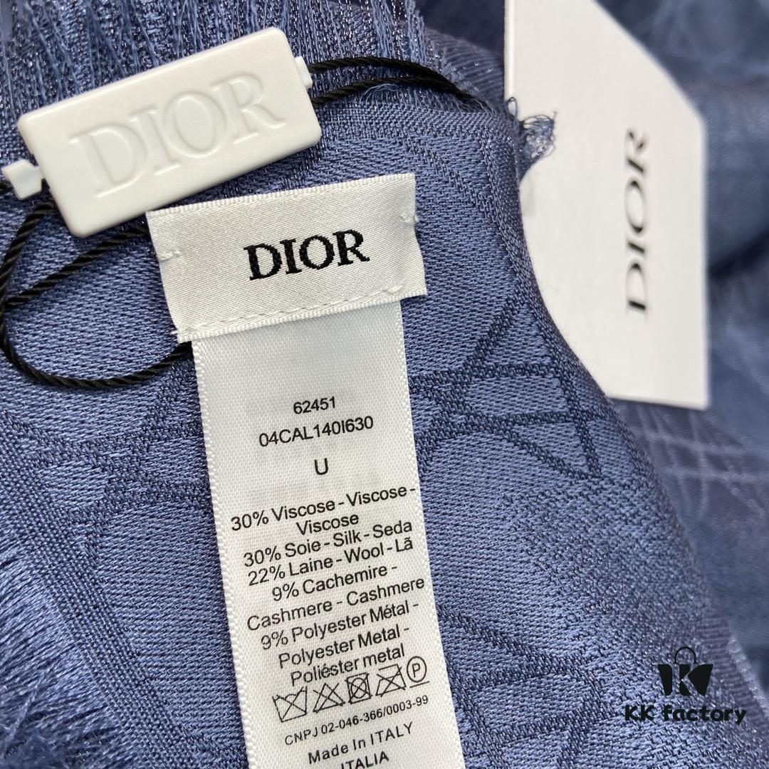 Blue Herringbone Dior Herringbone Trim Gold Thread Shawl