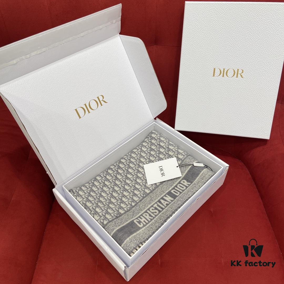 Dior Gray Winter Super Hard-to-Find Classic Cashmere Scarf