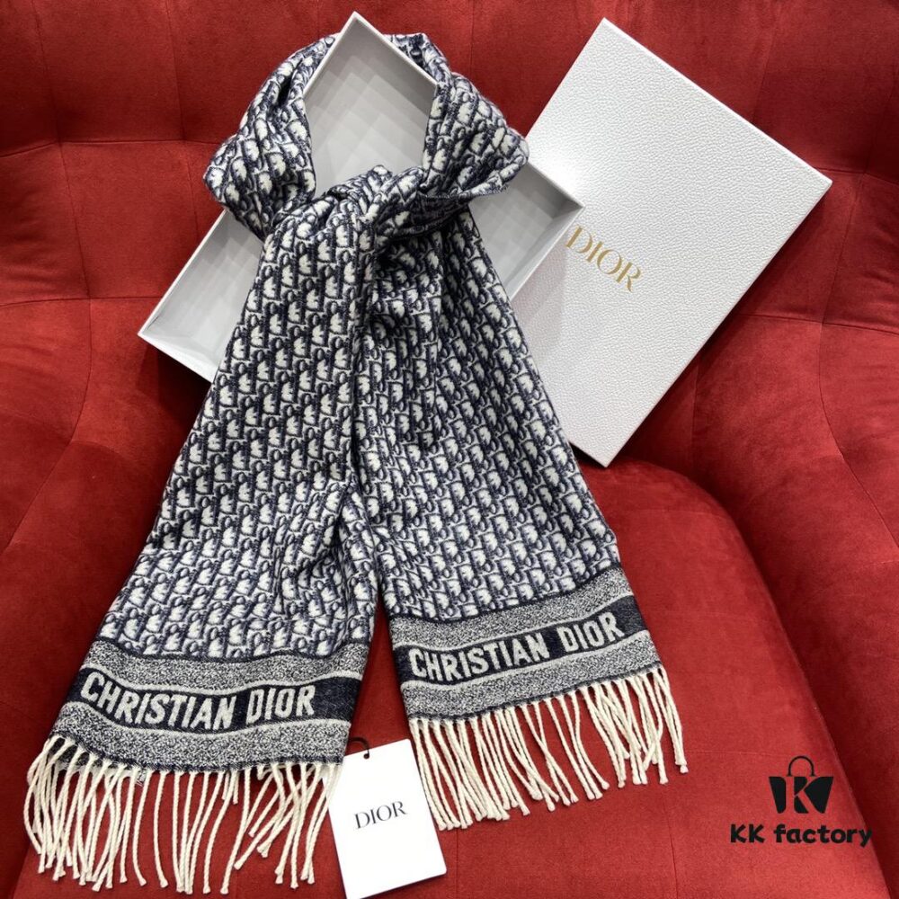 Blue Dior Winter Must-Have Classic Cashmere Scarf