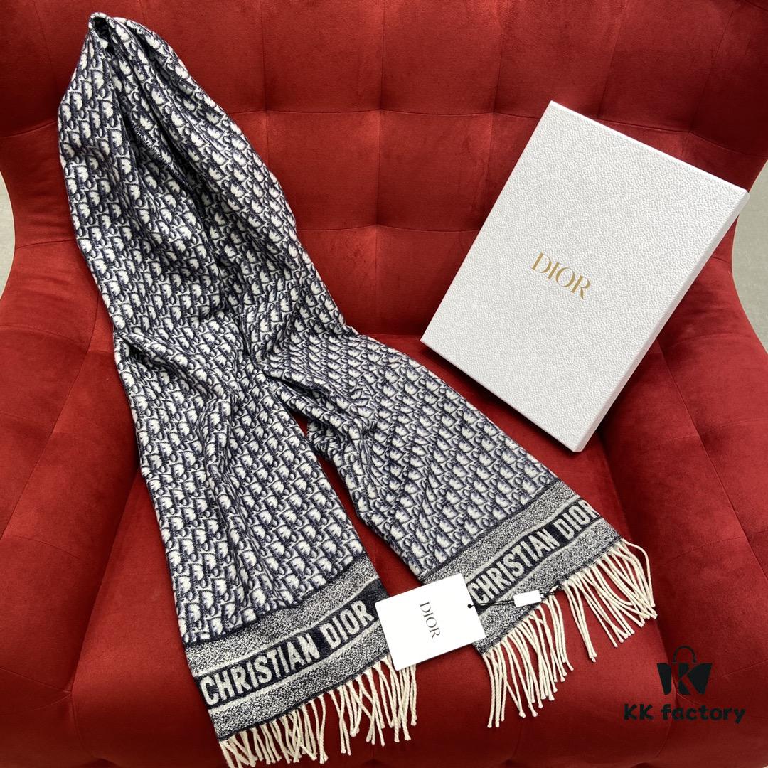 Blue Dior Winter Must-Have Classic Cashmere Scarf