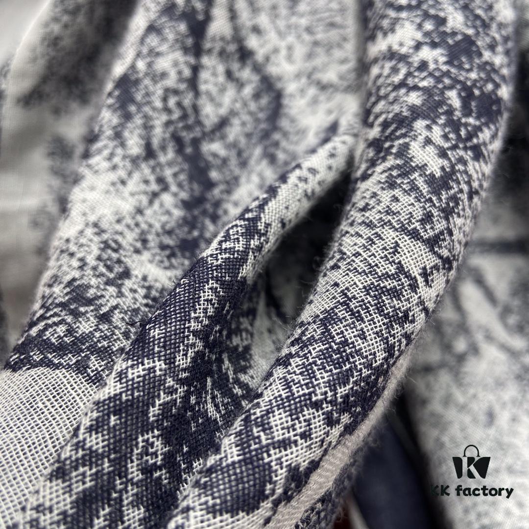 Dior Toile de Jouy Print Scarf - Youthful and Vibrant Design with Wool, Silk, and Cotton Blend