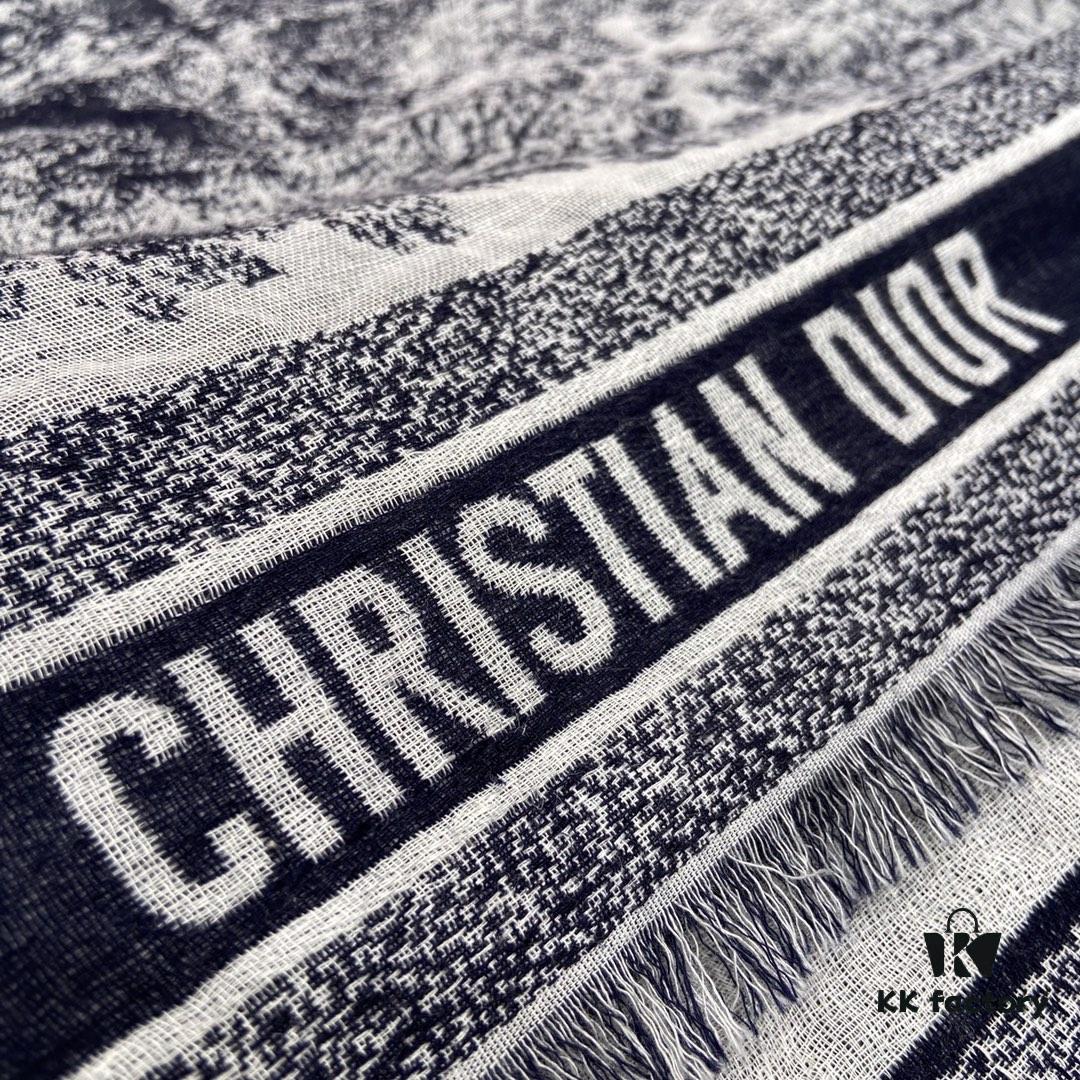 Dior Toile de Jouy Print Scarf - Youthful and Vibrant Design with Wool, Silk, and Cotton Blend