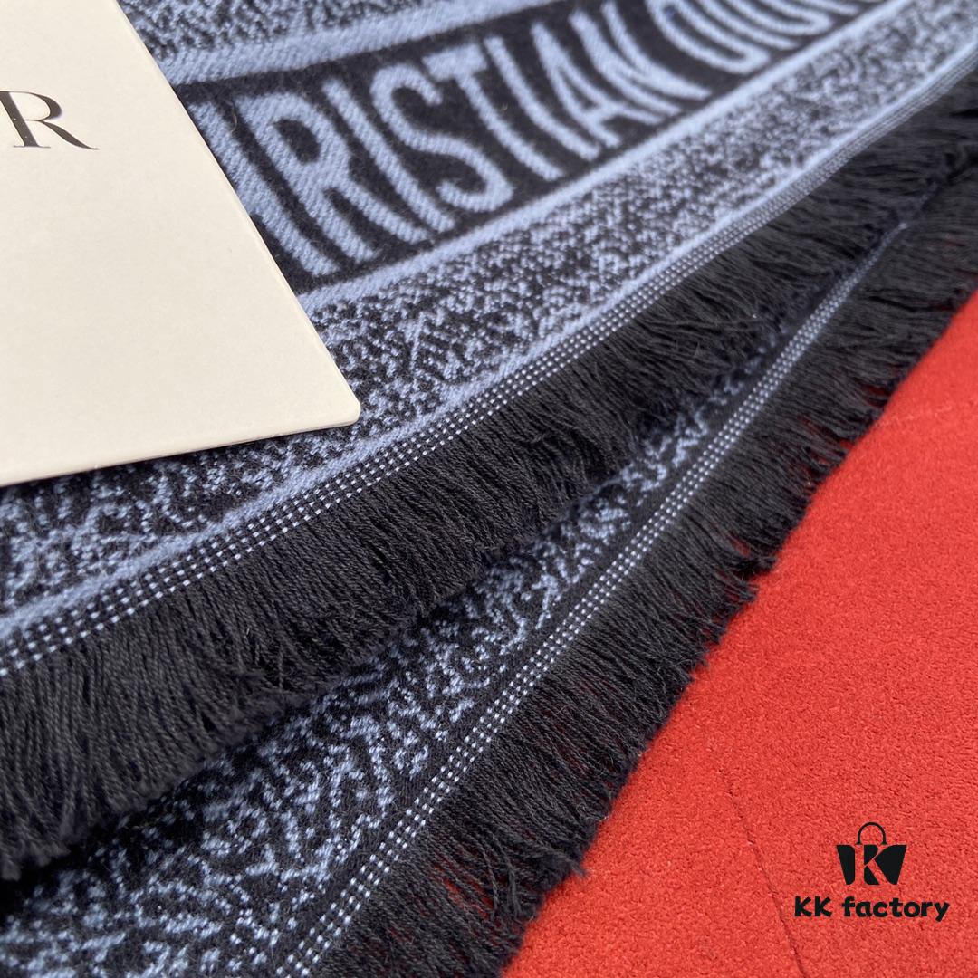 Dior Navy Blue Shawl Reimagines the Iconic Toile de Jouy Pattern with a Faded Effect