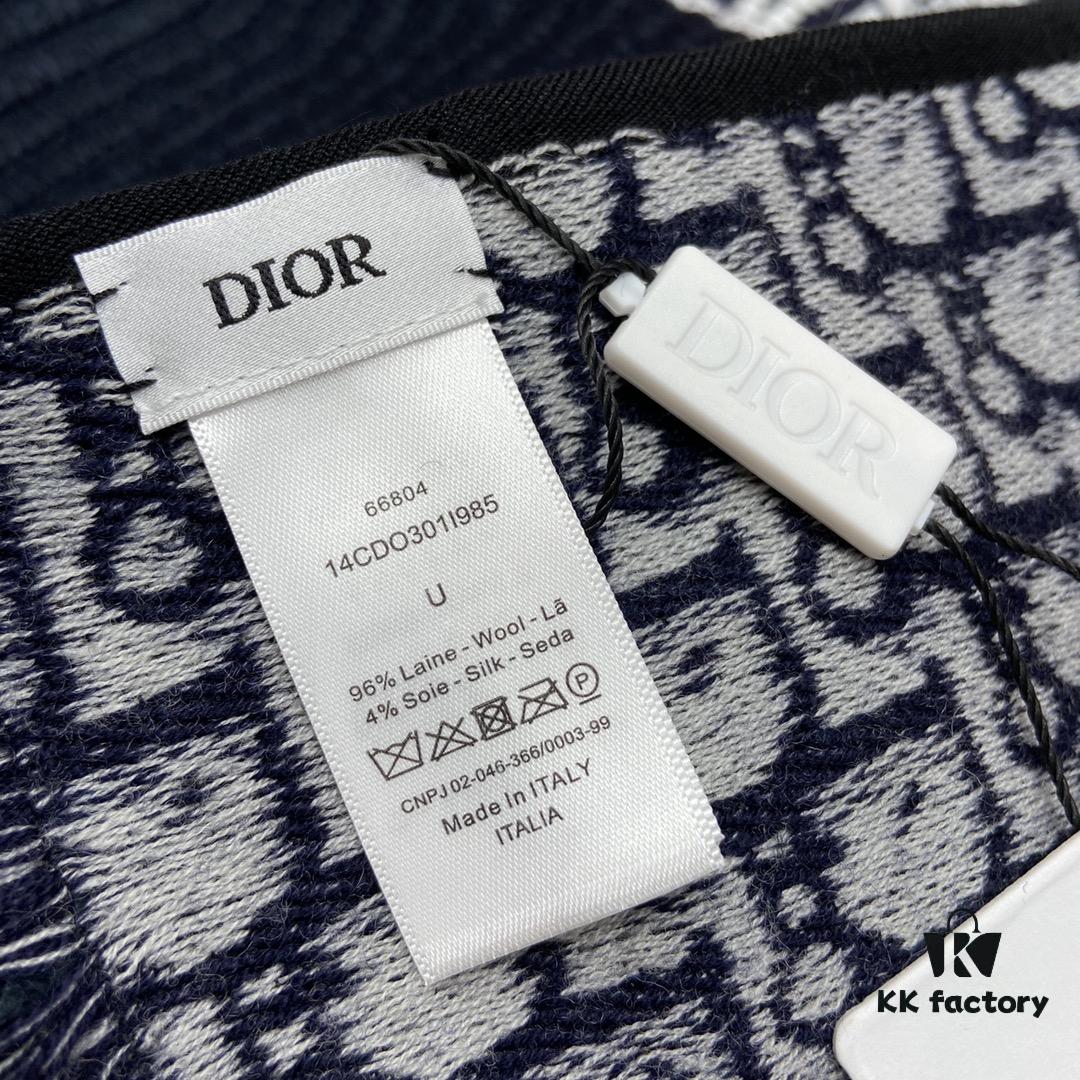 Navy Blue Dior Latest Fall/Winter Collection Preppy Double-Sided Scarf – Extremely Versatile, Two Sides for Two Styles