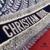 Dior Luxury Shawl with Logo Pattern and Fringe, 42% Wool 42% Silk Blend, 140x140cm