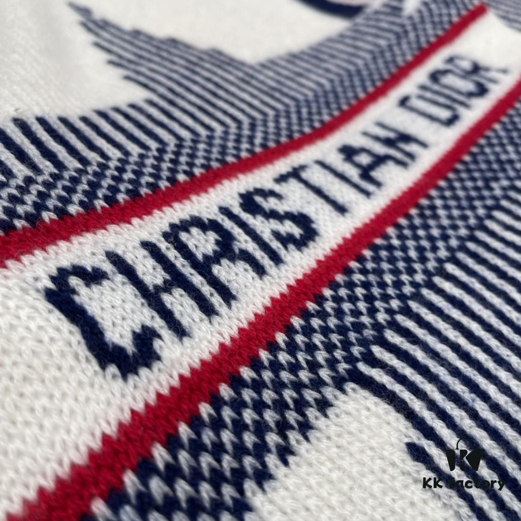 Dior Alpine Lucky Star Scarf 70% Wool and 30% Cashmere Jacquard Knit Warm Soft and Smooth Unisex Lightweight Scarf 30*200CM