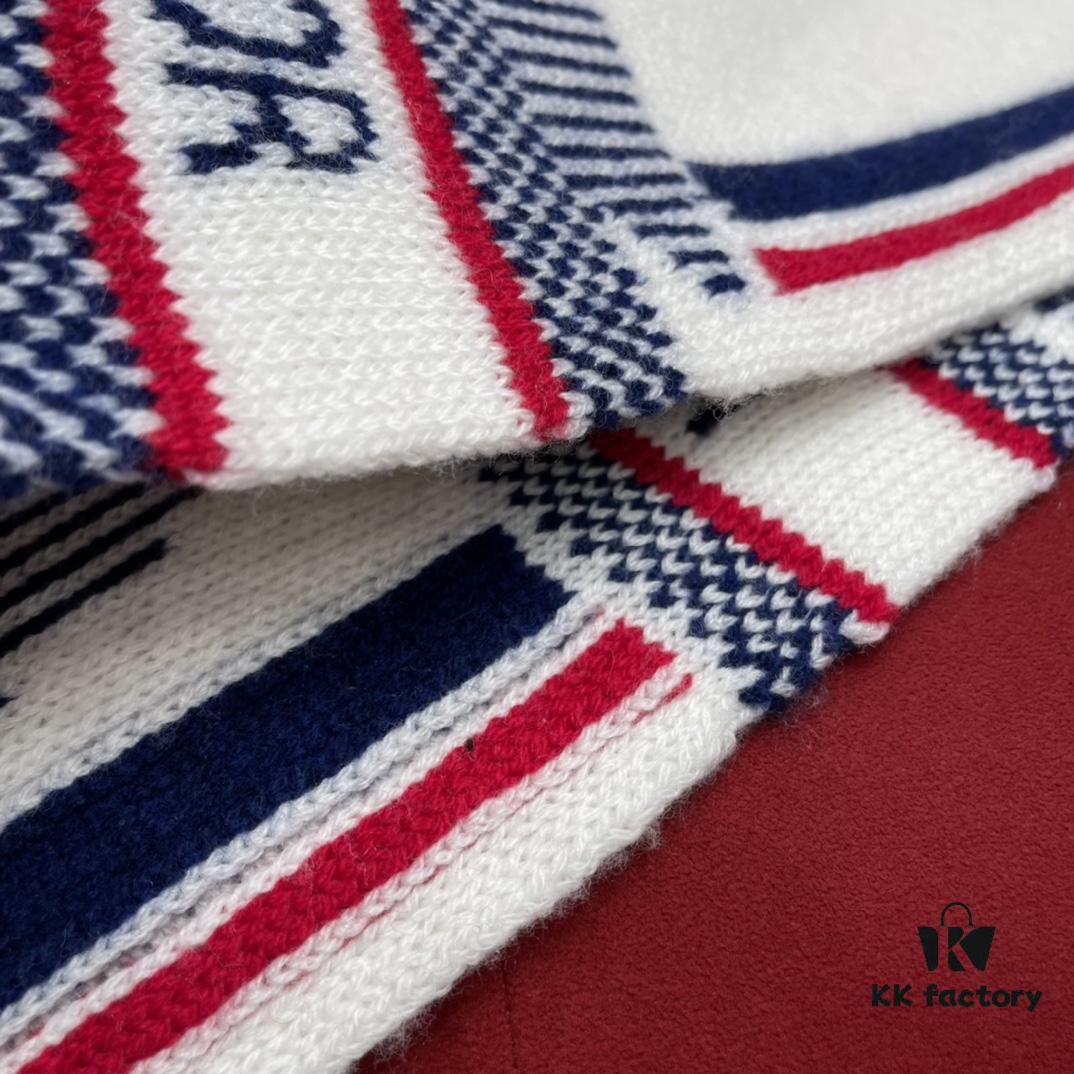 Dior Alpine Lucky Star Scarf 70% Wool and 30% Cashmere Jacquard Knit Warm Soft and Smooth Unisex Lightweight Scarf 30*200CM