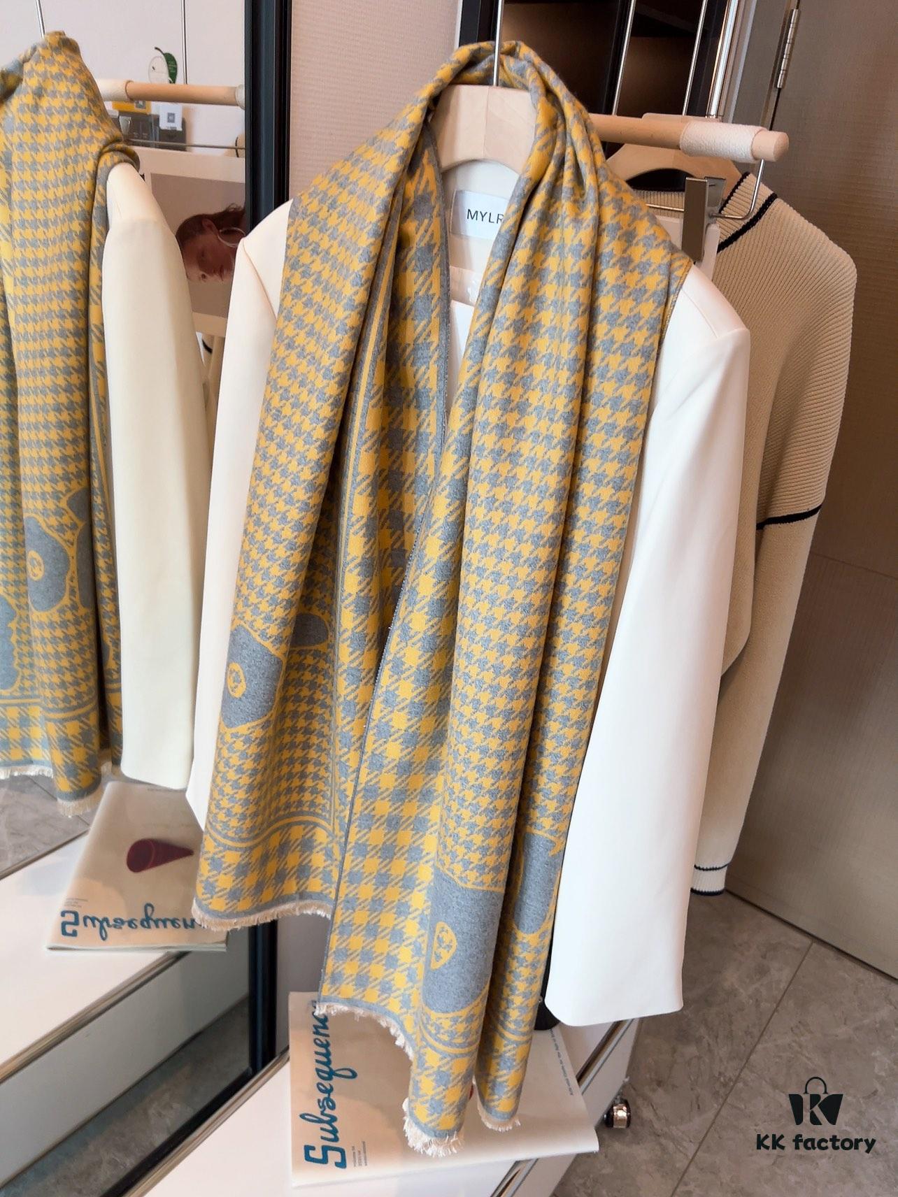 Dior Factory Overstock - Fan Bingbing's Same Plaid Shawl, 30% Cashmere 70% Australian Wool Unisex Scarf