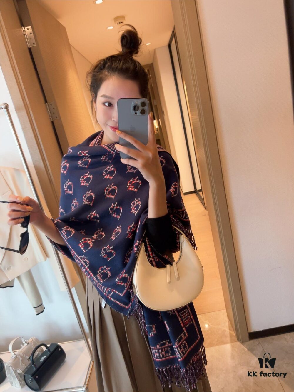 Dior Luxurious Gold-Thread Embellished Scarf, Premium Fabric Quality