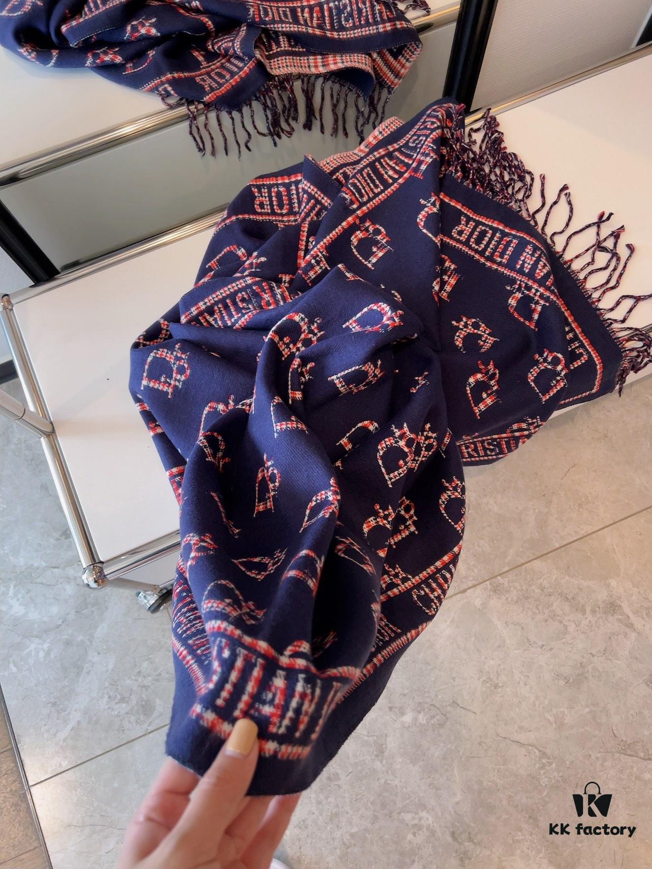 Dior Luxurious Gold-Thread Embellished Scarf, Premium Fabric Quality