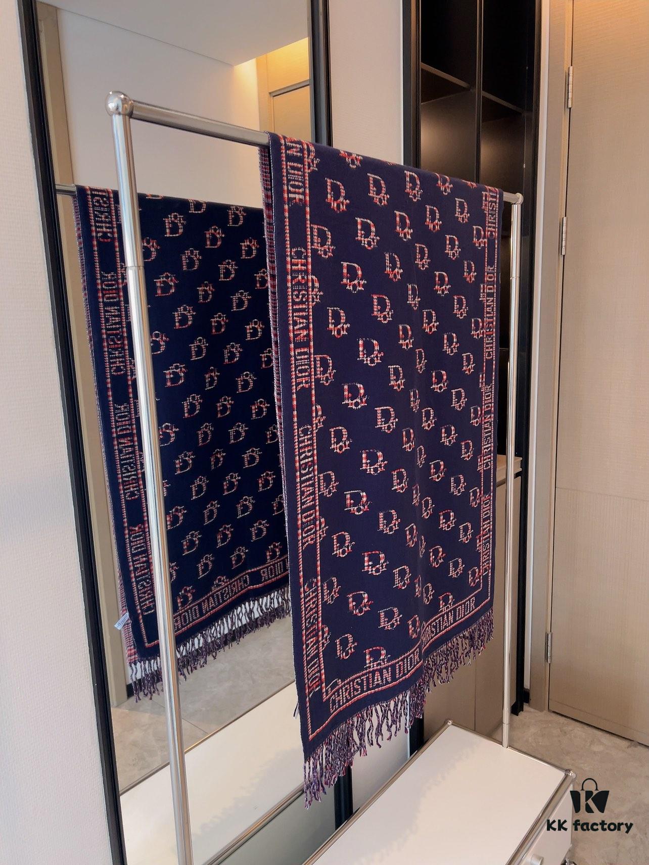 Dior Luxurious Gold-Thread Embellished Scarf, Premium Fabric Quality